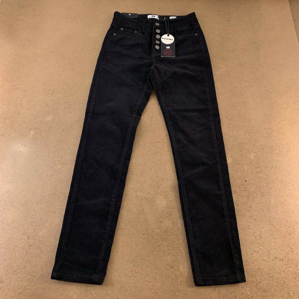 I&M Black Label Womens Ariana Corduroy Skinny Pants Black Stretch Juniors 3 New